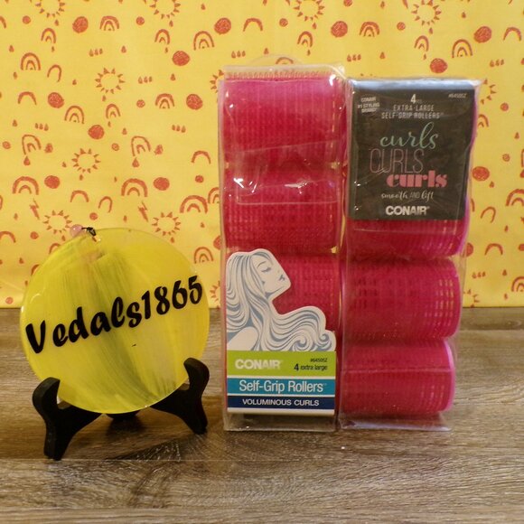 CONAIR Rollers New Smooth & Voluminous Curls 2 Packs of 4 X-Large Self-Grip - Picture 1 of 6